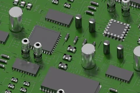 Close up of green circuit board Stock Illustration