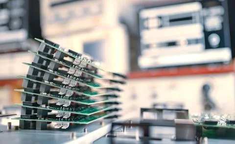 Close-up green computer microcircuits Stock Photos