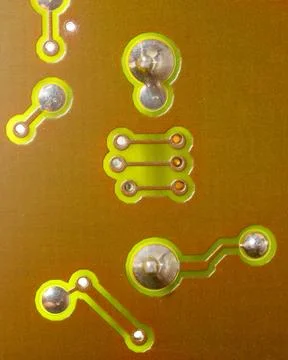 Close up of green electronic computer circuit board as background Stock Photos