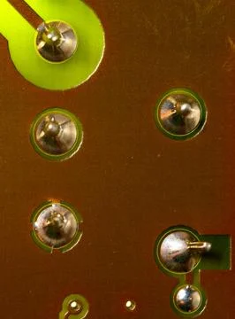 Close up of green electronic computer circuit board as background Stock Photos