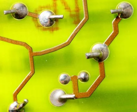 Close up of green electronic computer circuit board as background 스톡 사진
