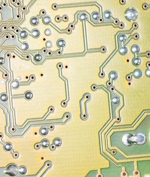Close up of green electronic computer circuit board as background Stock Photos