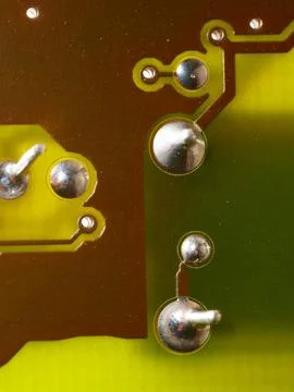 Close up of green electronic computer circuit board as background Stock Photos