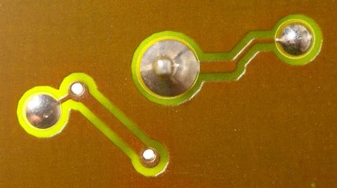 Close up of green electronic computer circuit board as background Stock Photos