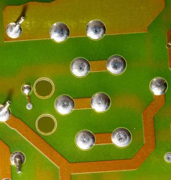 Close up of green electronic computer circuit board as background Stock Photos