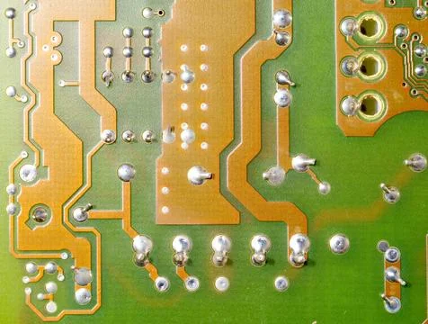 Close up of green electronic computer circuit board as background Foto stock