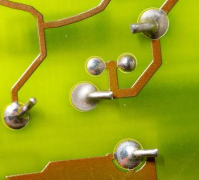 Close up of green electronic computer circuit board as background Stock Photos