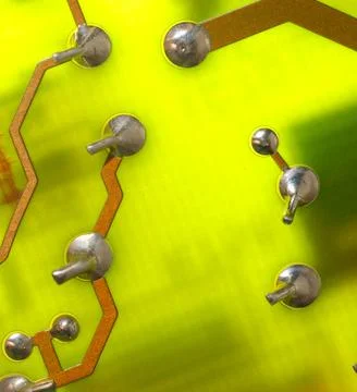 Close up of green electronic computer circuit board as background Stock Photos