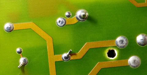 Close up of green electronic computer circuit board as background 스톡 사진