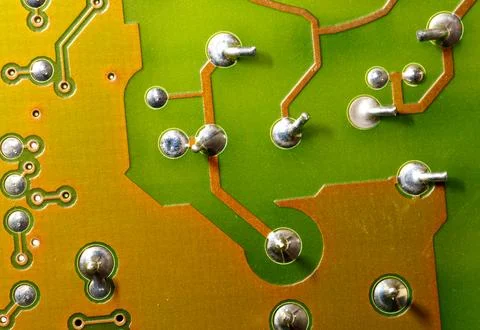 Close up of green electronic computer circuit board as background 스톡 사진