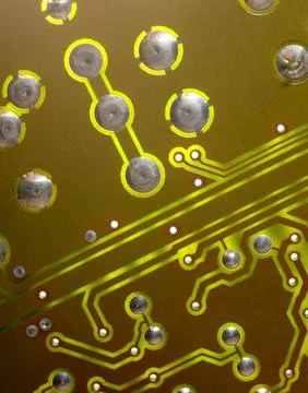 Close up of green electronic computer circuit board as background Stock Photos
