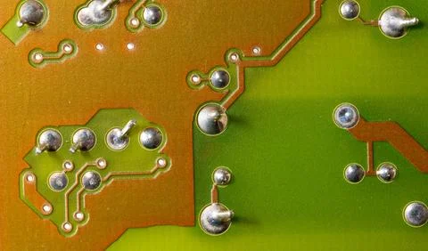 Close up of green electronic computer circuit board as background Foto stock