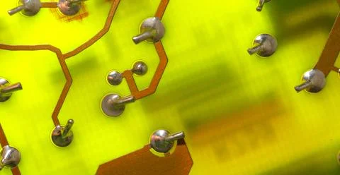 Close up of green electronic computer circuit board as background Stock Photos