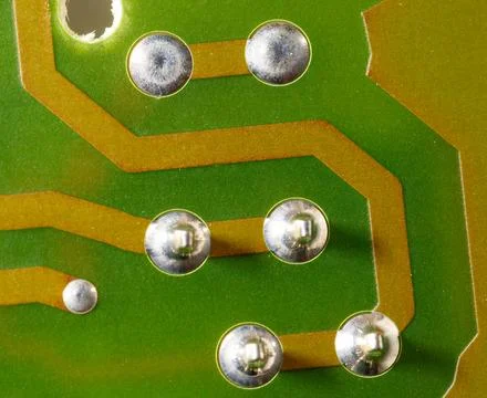 Close up of green electronic computer circuit board as background Stock Photos
