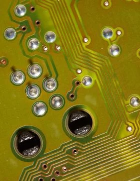 Close up of green electronic computer circuit board as background Stock Photos