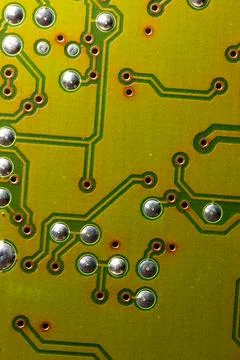 Close up of green electronic computer circuit board as background Foto stock