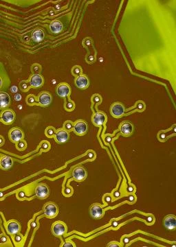 Close up of green electronic computer circuit board as background Фото