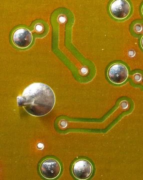Close up of green electronic computer circuit board as background Stock Photos