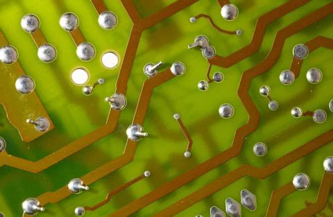 Close up of green electronic computer circuit board as background Stockfoto's