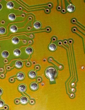 Close up of green electronic computer circuit board as background 库存照片