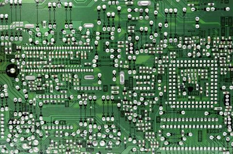 Close up of green electronics circuit board Stock Photos