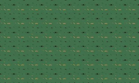 Close-up of a green fabric with small black and yellow patterns Stock Illustration