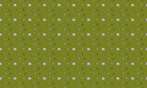 Close-up of green fabric with small white floral pattern Illustrazione stock