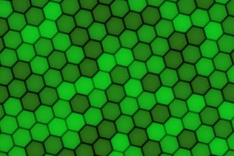 Close-up of green hexagon-shaped objects with shiny surface Stock Illustration