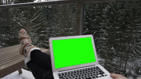 Close-up of a green laptop screen. Stock-Footage 265109997