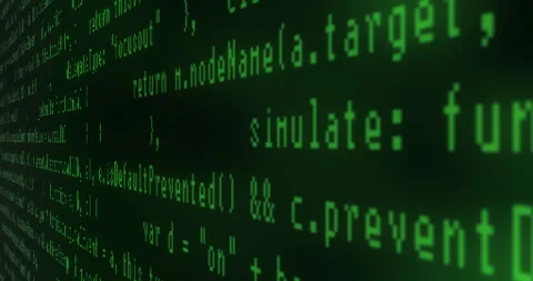 Close-up of green lines of program code that printed on plane. Glitch and zoom 動画素材 266406857