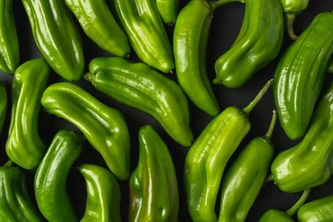 Close up of green peppers. Stock Photos