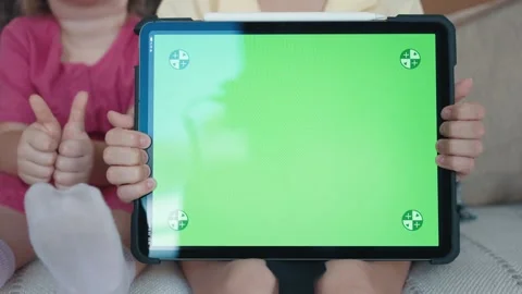 Close-up of a Green Screen Digital Tablet Stock Footage 248910523