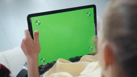 Close-up of a Green Screen Digital Tablet Stock Footage 251135221