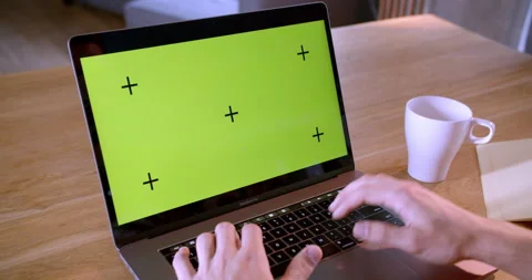 Close up green screen mock up on a laptop computer Stock Footage 170635255