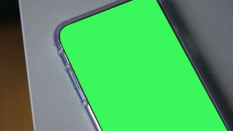 Close up green screen Smartphone display on white table Stock Footage 144671819