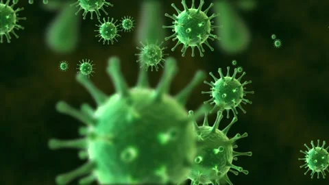 Close-up of green three-dimensional virus particles 库存影片 338986646