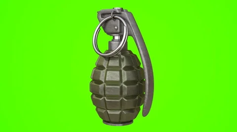 Close up Grenade isolated on green background Stock Footage 46890969