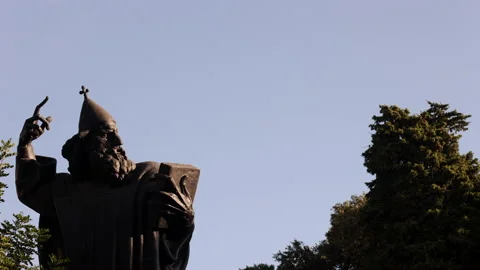 Close up of Grgur Ninski, Gregory of Nin, Bishop of Nin Statue Split,Croatia Stock Footage 237761769