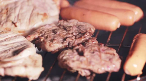 Close up grill BBQ 스톡 동영상 35740014