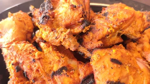 Close up grill roast bbq chicken Stock Footage 148046925