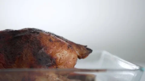 Close-up of grilled chicken meat Stock Footage 104358649