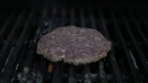 Close Up of Grilling Meat Burger Stock Footage 128462734