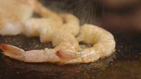 Close up of grilling seafood Stock Footage 104881416