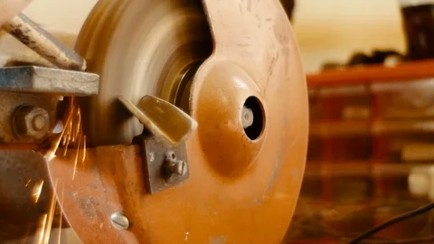 Close up grinding machine for sharpening chisels Stock Footage 87709812