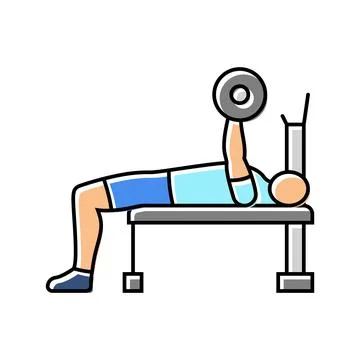 Close grip bench press arm fitness exercise color icon vector illustration Ilustração Stock
