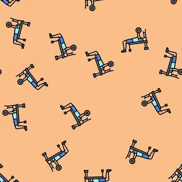 Close grip bench press arm fitness exercise vector seamless pattern Stock Illustration