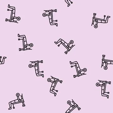 Close grip bench press arm fitness exercise line seamless pattern Stock Illustration