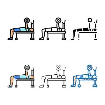 Close grip bench press arm fitness exercise color diversity icon vector Stock Illustration