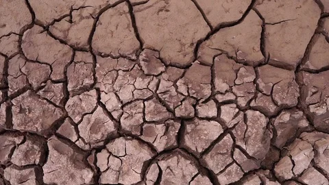 Close-up on the ground was dry from lack of moisture from the water Stock Footage 113208641
