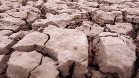 Close-up on the ground was dry from lack of moisture from the water  Video stock 124248203